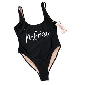 Ravesuits Merica One Piece [4TH OF JULY] Black & White Swimsuit M